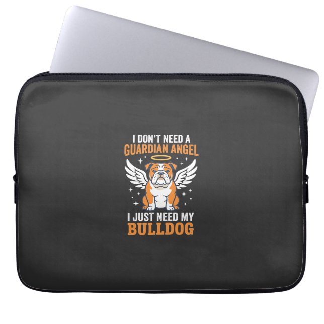 Bulldog-Schutzengel-Hund Laptopschutzhülle (Vorderseite)