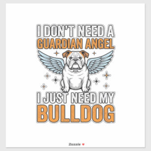 Bulldog Schutzengel Vintage-Hundeliebhaber-Shirt D Aufkleber