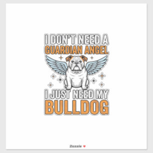 Bulldog Schutzengel Vintage Hundeliebhaber-Shirt D Aufkleber