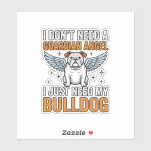 Bulldog Schutzengel Vintage Hundeliebhaber-Shirt D Aufkleber