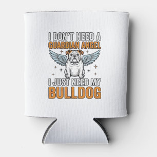 Bulldog Schutzengel Vintage-Hundeliebhaber-Shirt D Dosenkühler