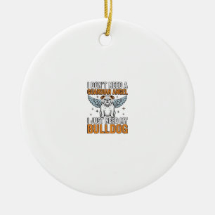 Bulldog Schutzengel Vintage Hundeliebhaber-Shirt D Keramik Ornament