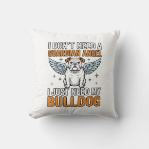 Bulldog Schutzengel Vintage-Hundeliebhaber-Shirt D Kissen