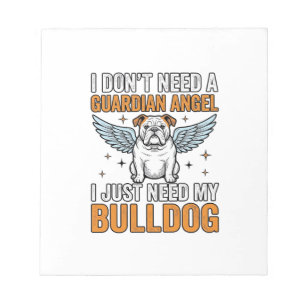 Bulldog Schutzengel Vintage-Hundeliebhaber-Shirt D Notizblock