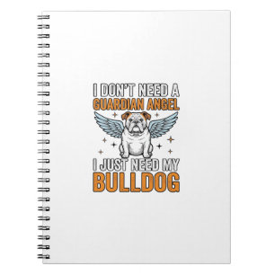 Bulldog Schutzengel Vintage Hundeliebhaber-Shirt D Notizblock