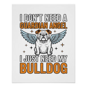 Bulldog Schutzengel Vintage Hundeliebhaber-Shirt D Poster
