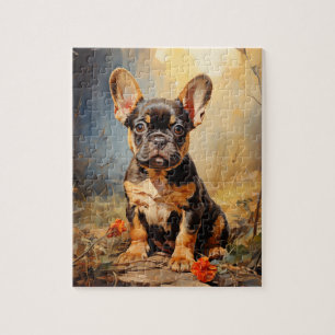 Bulldog-Schwarz-Bein-Welpe-Portrait Puzzle