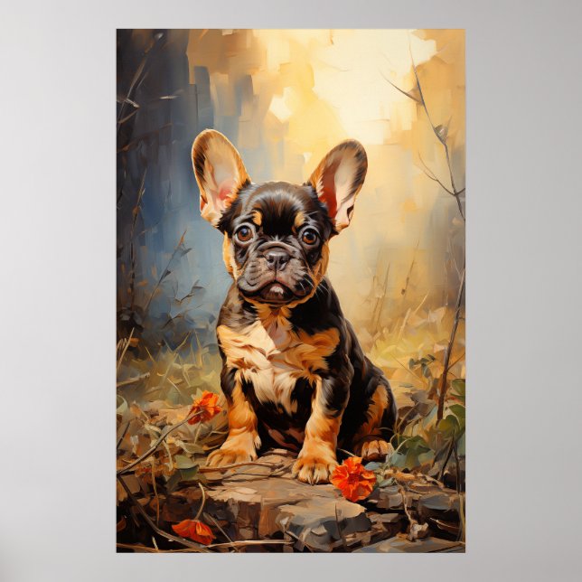 Bulldog schwarz und tan Welpe Poster (Vorne)