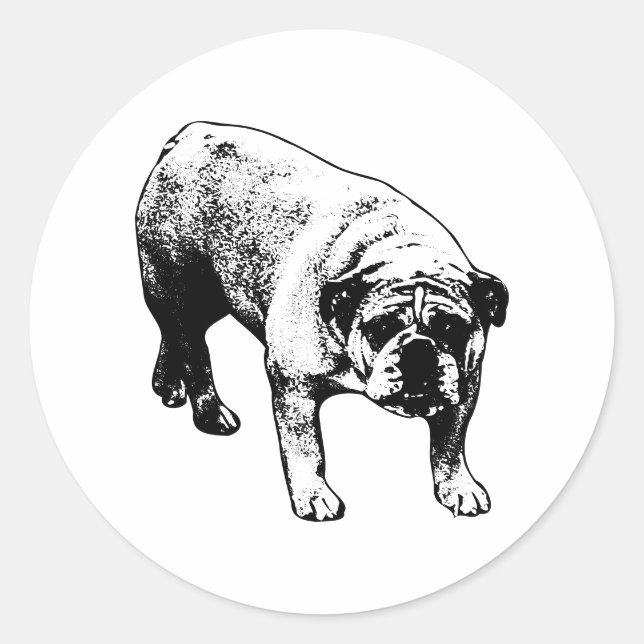 Bulldog-Siegel Runder Aufkleber (Vorderseite)