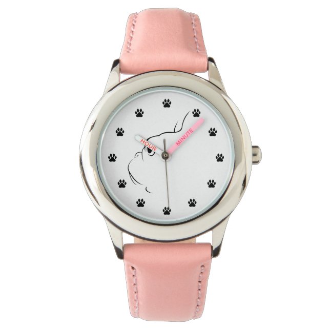 Bulldog-Silhouette Kids Wrist Watch Armbanduhr (Vorderseite)