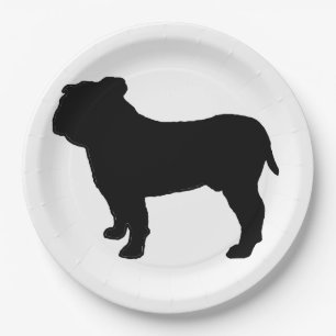 Bulldog-Silhouette Pappteller