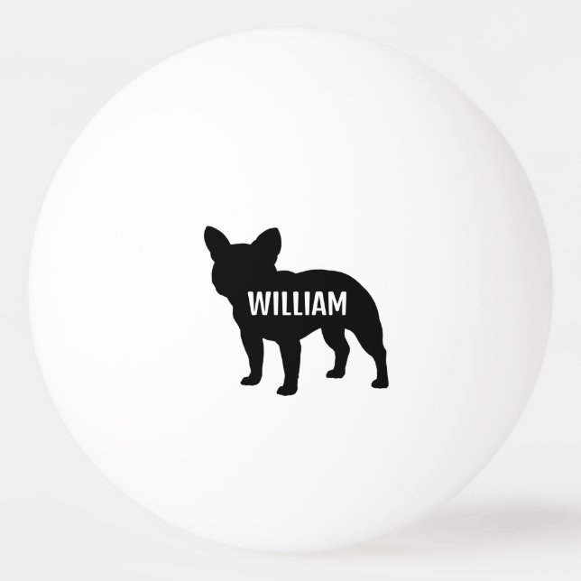 Bulldog-Silhouette Tischtennisball (Vorderseite)