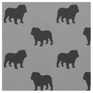 Bulldog-Silhouetten-Muster Graue Hunde Stoff