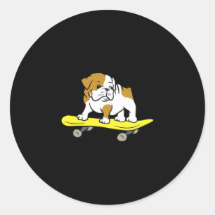 Bulldog Skateboarding Hunde Skater Bulldog Runder Aufkleber