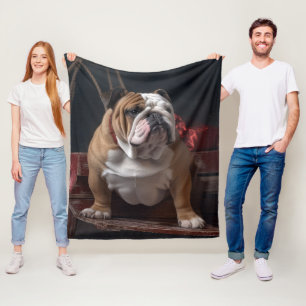 Bulldog Snowy Sleigh Weihnachtsdekoration Fleecedecke