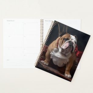 Bulldog Snowy Sleigh Weihnachtsdekoration Planer
