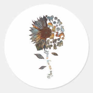 Bulldog-Sonnenblume, du bist meine Welt Hund Theme Runder Aufkleber