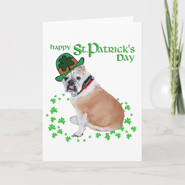 Bulldog St Patrick's Day Card Karte (Vorderseite)