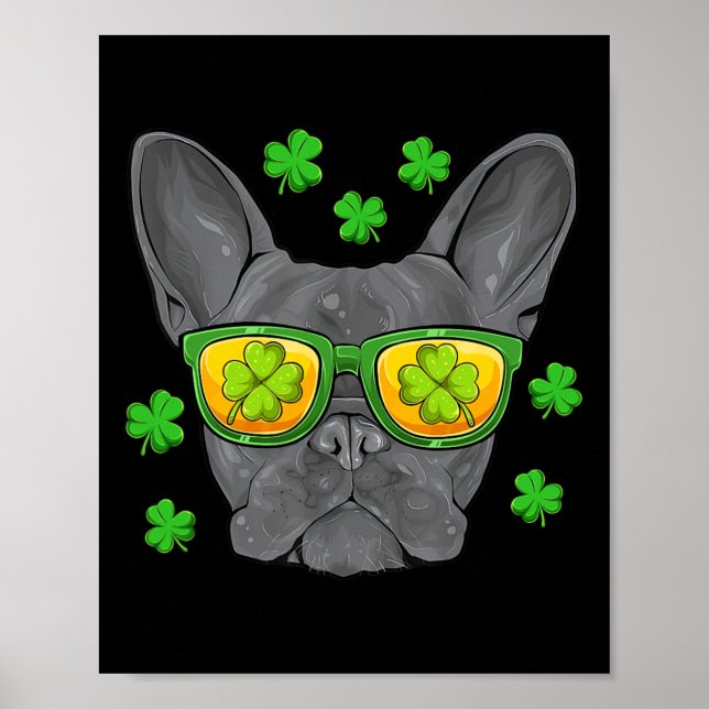 Bulldog St Patrick's Day Frenchie Lover Men Women Poster (Vorne)