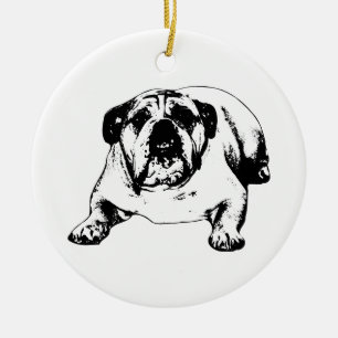Bulldog-Stärke in festlicher Ruhe Keramik Ornament