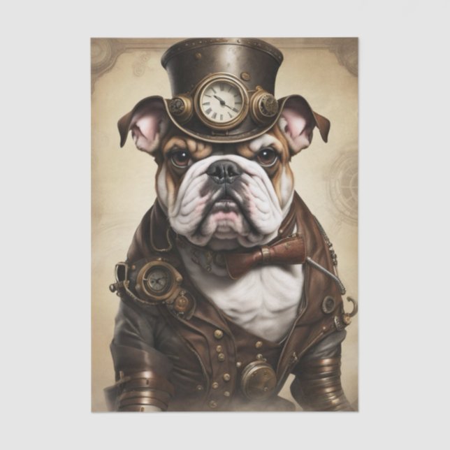Bulldog Steampunk Decoupage Tissue Paper Seidenpapier (Vorderseite)