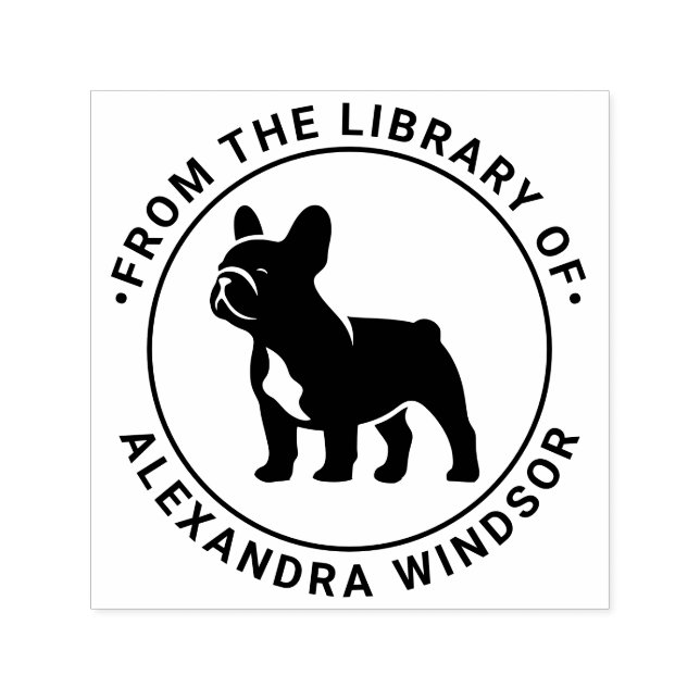 Bulldog Stehend Sil Library Name Permastempel (Design)