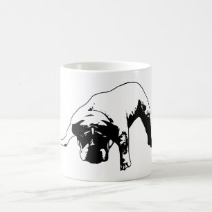 Bulldog-Stellung mit Schattenriss in krassem Monoc Kaffeetasse