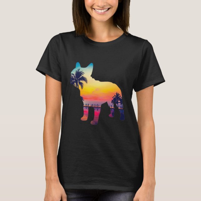 Bulldog Sunset Design T-Shirt (Vorderseite)