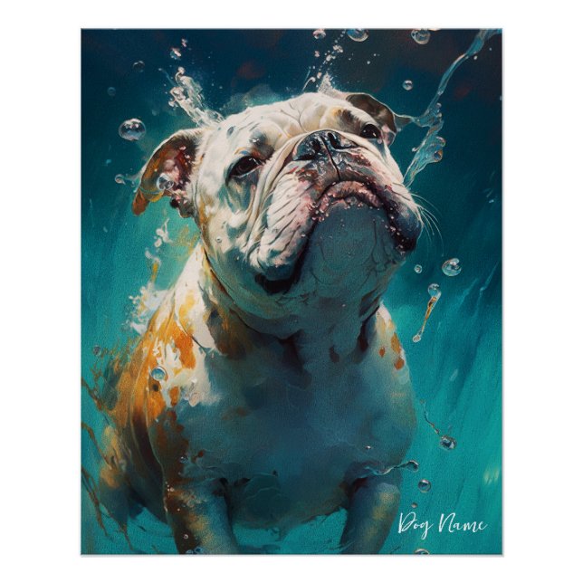 Bulldog swimming in water 001 poster (Vorderseite)