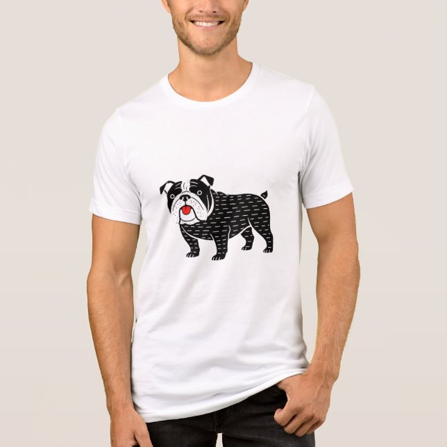 Bulldog T-Shirt | Kawaii Folk Art Dog Graphic Tee (Vorderseite)