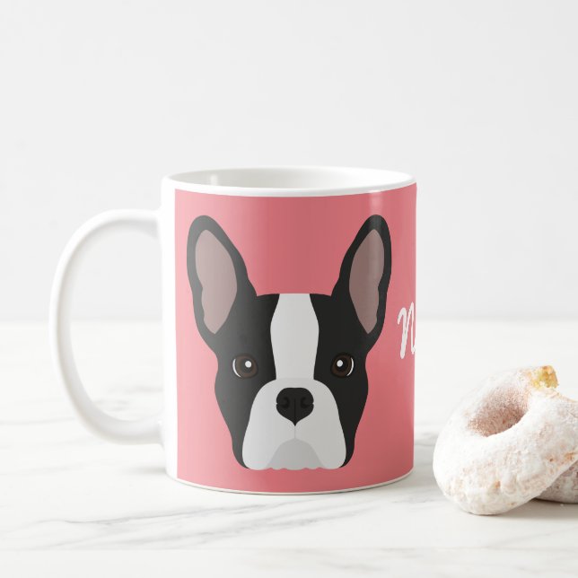 Bulldog-Tasse in Schwarz und Weiß Kaffeetasse (Mit Donut)