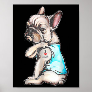 Bulldog Tattoo I Liebe Mama Funny Dog Mütter Poster