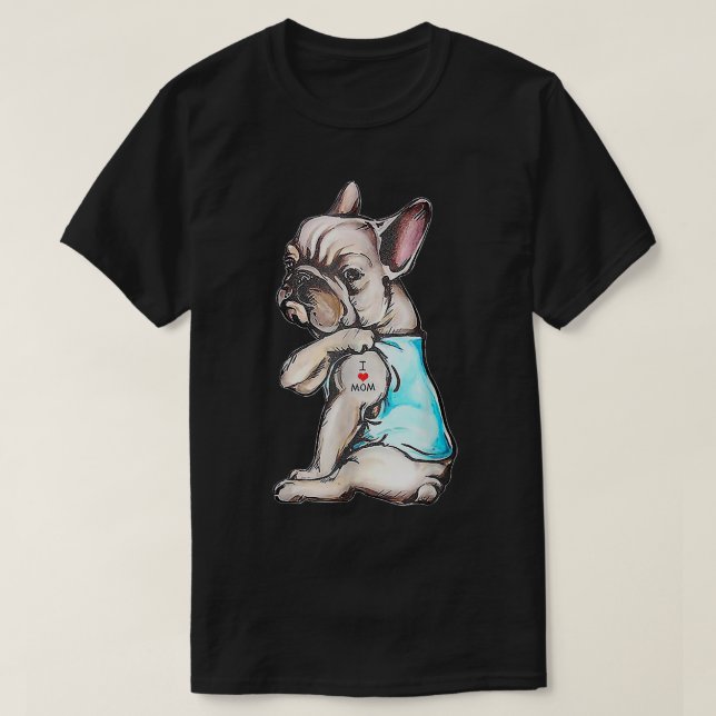 Bulldog Tattoo I Liebe Mama Funny Dog Mütter T-Shirt (Design vorne)