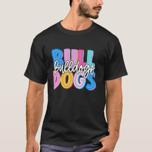 Bulldog-Team-Stolz Schulgeist Weiß Rot Herz T-Shirt