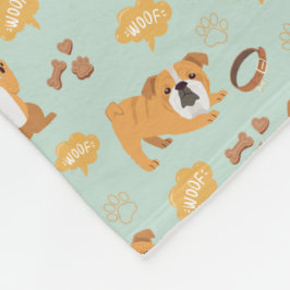 Bulldog-Themenmuster (Sage Green) Fleecedecke