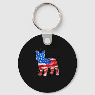 Bulldog Tie Dye Amerikanische Flagge Patriotisch 4 Schlüsselanhänger