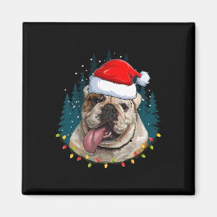 Bulldog Tragen von Weihnachtsmannmütze Xmas - Bull Magnet
