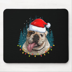 Bulldog Tragen von Weihnachtsmannmütze Xmas - Bull Mousepad