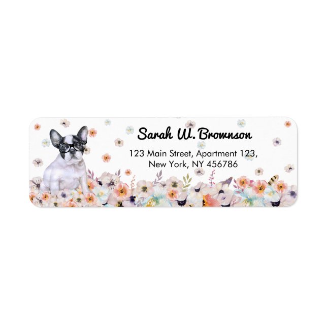 Bulldog trägt Brille in den Blume (Vorne)