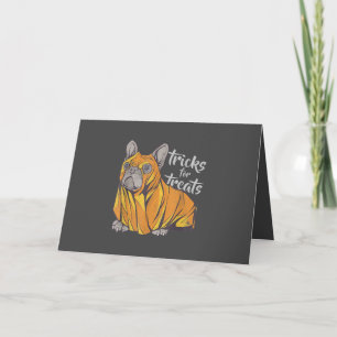Bulldog-Tricks für Leckereien Niedliche Halloween- Feiertagskarte