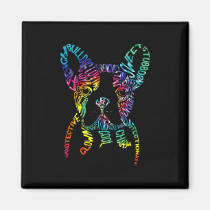 Bulldog Typografie Gefärbte Krawatte Word Art Fren Magnet