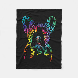 Bulldog-Typografie-Tie-Dye-Wortkunst Frenchie-Hund Fleecedecke