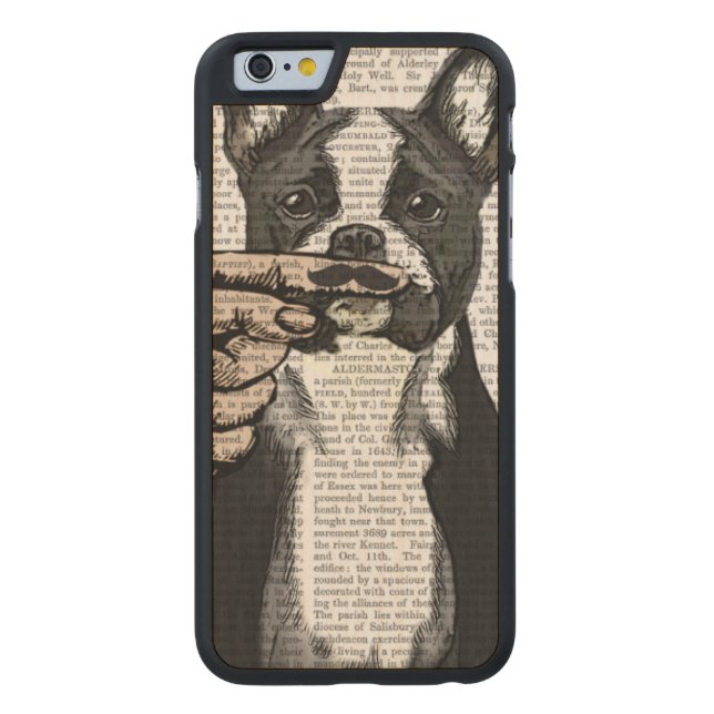 Bulldog und Finger Mustache Carved Wood iPhone Hülle (Rückseite)