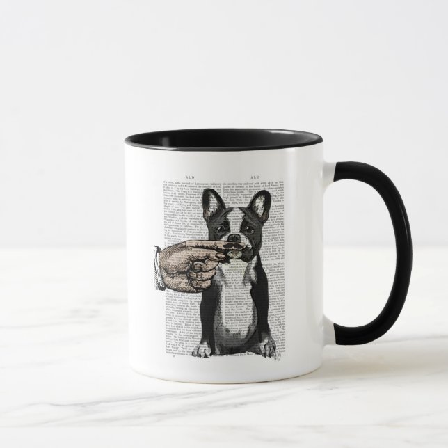 Bulldog und Finger Mustache Tasse (Rechts)