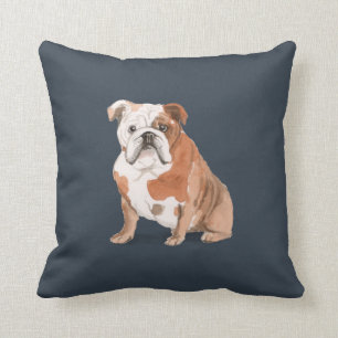 Bulldog und Hundeknochen Kissen