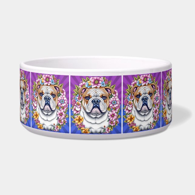 Bulldog und Whimsikäre Blume Napf (Vorderseite)