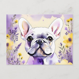 Bulldog und Wildblumen Postkarte