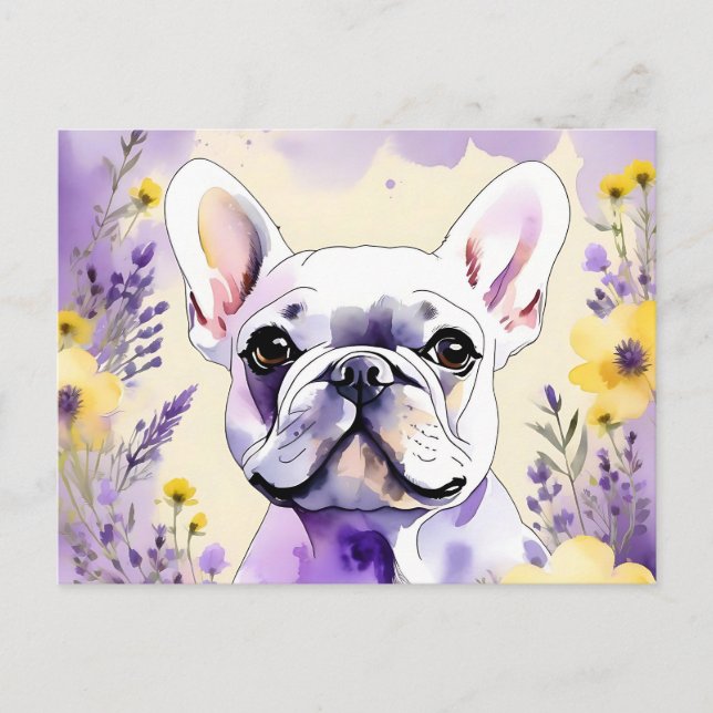 Bulldog und Wildblumen Postkarte (Vorderseite)