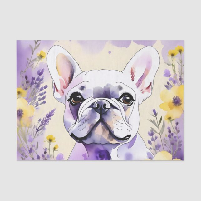 Bulldog und Wildblumen Seidenpapier (Vorderseite)
