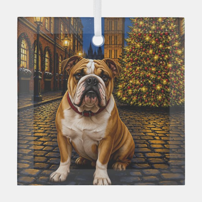 Bulldog Urlaub  Ornament Aus Glas (Vorderseite)